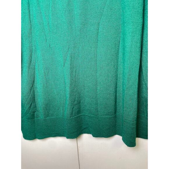 New Cashfeel Merino Wool Sweater Elbow Patch Emerald Green Pullover Plus Sz 2X - Picture 8 of 11